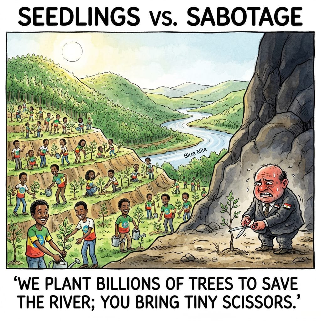 lovesaron16's tweet photo. Rather than supporting Ethiopia’s massive GreenLegacy initiative—which actively preserves the Nile watershed &amp; reduces siltation for downstream dams Egypt responds to environmental stewardship with hostility &amp; proxy destabilization.
#GreenLegacy #EthiopiaBuilds #EgyptDestabilizes https://t.co/H0DJ2lwm4p