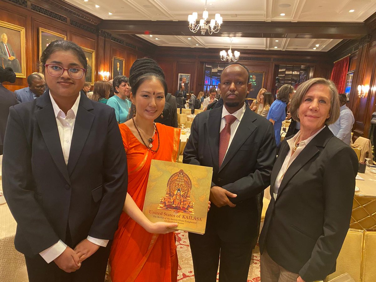 SriNithyananda's tweet photo. UAN Diplomatic Engagement at the United Nations General Assembly (UNGA)

On September 21, 2026, delegates of the United Ancient Indigenous Enlightened Nations (UAN) were honored to meet with His Excellency Dr. Ali Haji Adam Abubakar, Minister of Health and Human Services of Somalia, on the sidelines of the United Nations General Assembly in New York.

During the meeting, the delegation presented KAILASA’s coffee table book and the UAN booklet, highlighting their mission, vision, initiatives, and contributions. The exchange provided an opportunity to discuss shared priorities and explore potential areas of collaboration between Somalia and UAN.

UAN is an intergovernmental organization (IGO) founded by a coalition of more than 150 Indigenous nations, groups, and communities committed to advancing cross-cultural governance, sustainable development, and holistic well-being. By integrating ancestral wisdom, diplomatic engagement, and science-based wellness practices, UAN seeks to support lasting peace and positive change at the national, regional, and global levels.

Under its Headquarters Agreement with Guinea-Bissau, UAN holds the same host-country status as the United Nations holds with the United States.

#Kailasa #Nithyananda #UNGA