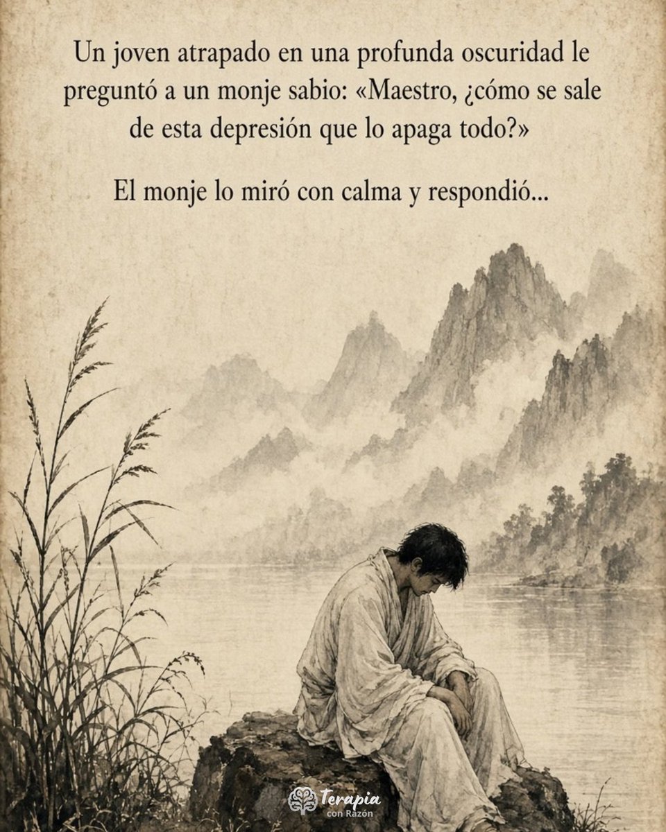 terapiaconrazon's tweet photo. Hacía meses que no sentía placer ni interés por hacer actividades de su gusto. 

Dormía mal y había disminuido su apetito, siendo cada vez más negativa su visión de sí mismo, del mundo y del futuro. Su salud mental estaba afectada por una depresión. 

En su proceso de terapia, busco sabiduría oriental y esto fue lo que aprendió... 🧵⤵️