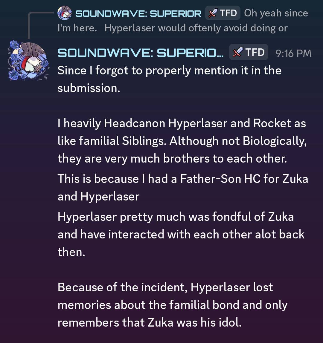 biodetheoliver's tweet photo. I feel the need to drop this. Because like. I actually get a little peeved when someone goes: Oh Rocket is Hyperlaser's long lost son. 
Yeah and it also implies Zukalaser and I'm not too fond of that ship. https://t.co/Vz1EqENr1S
