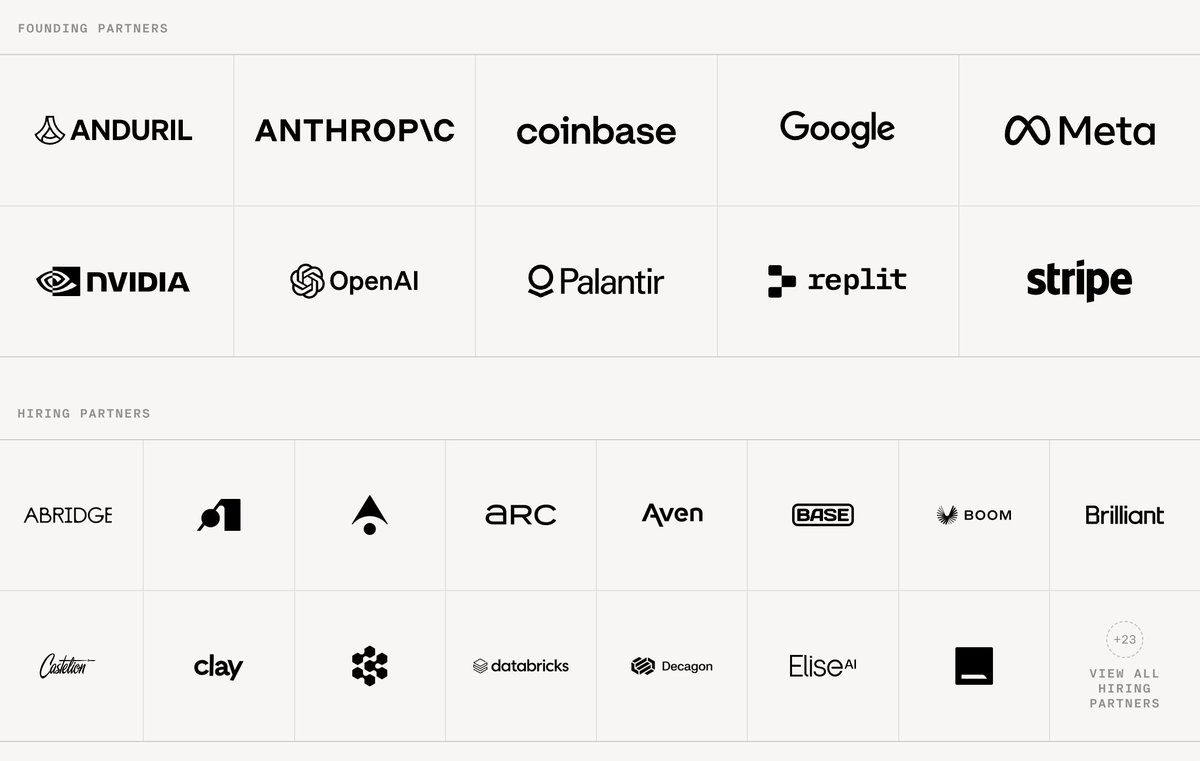 liangsays's tweet photo. powerful network and ecosystem behind a16z's new university effort

teaching staff and mentors include @sama, @JensenHuang, @naval, @miramurati, @travisk etc

founding and hiring partners include @OpenAI, @AnthropicAI, @Google, @Meta, @PalantirTech and more... all in downtown sf https://t.co/3ueQ95qWfb