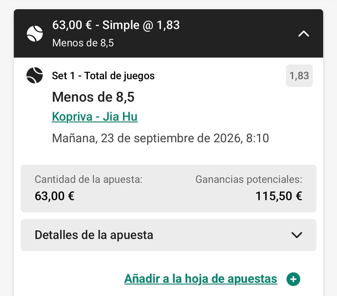 sureespain's tweet photo. 🔥 SUREBET DETECTADA EN EL VIP

💰 +8€ para este miembro
📈 ROI 7.93%

🏆 ATP Chengdu China
🎾 Vit Kopriva vs Jia Hu

🏠 William Hill → 1er set, juegos totales +8.5 @2.625
🏠 PokerStars → 1er set, juegos totales -8.5 @1.833

🚨 Plazas abiertas en el VIP para octubre.
🤖 El bot sigue encontrando oportunidades.