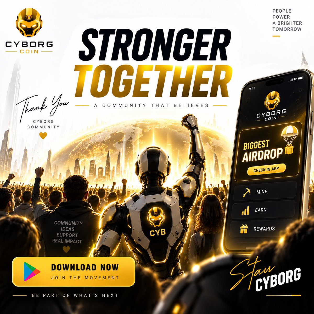CyborgcoinCYB's tweet photo. ❤️ TO OUR CYBORG COMMUNITY,  THIS ONE IS FOR YOU.

We started with an idea. You turned it into a community. Every download, referral, ad watched, message shared, and person who believed early has helped us move forward. 🚀

And we’re only getting started.

If you’re still watching from the sidelines, now is the time to join us. 👀
📲 Download the CyborgCoin app:
https://t.co/iasFae7Vi0⁠

🎁 This post is connected to our BIGGEST CYB AIRDROP yet.

Open the app and check the AIRDROP section.

To everyone who has been here from the beginning — THANK YOU. ❤️

The future is being built by this community.

Stay Cyborg. 🦾🚀

#cyborgcoin #crypto #web3 #airdrop #bitcoin