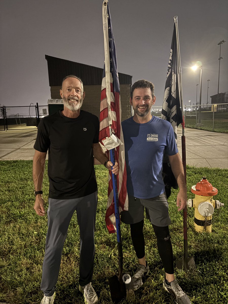 F3Cowpoke's tweet photo. @f3NugentFlag It was my honor to learn, plant, and pass this flag!  This is what @F3Omaha is all about.
@F3Cowpoke 
For those wondering location, it’s flying on the east side AO’s currently. https://t.co/Lfl5KqB3kk