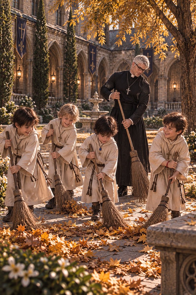 FatherLucian_'s tweet photo. Autumn came quietly. 🍂

Four little helpers joined me today.

Watching them walk ahead, I wondered if I was ever that small too. ✝️ https://t.co/QPkbnyDDYK