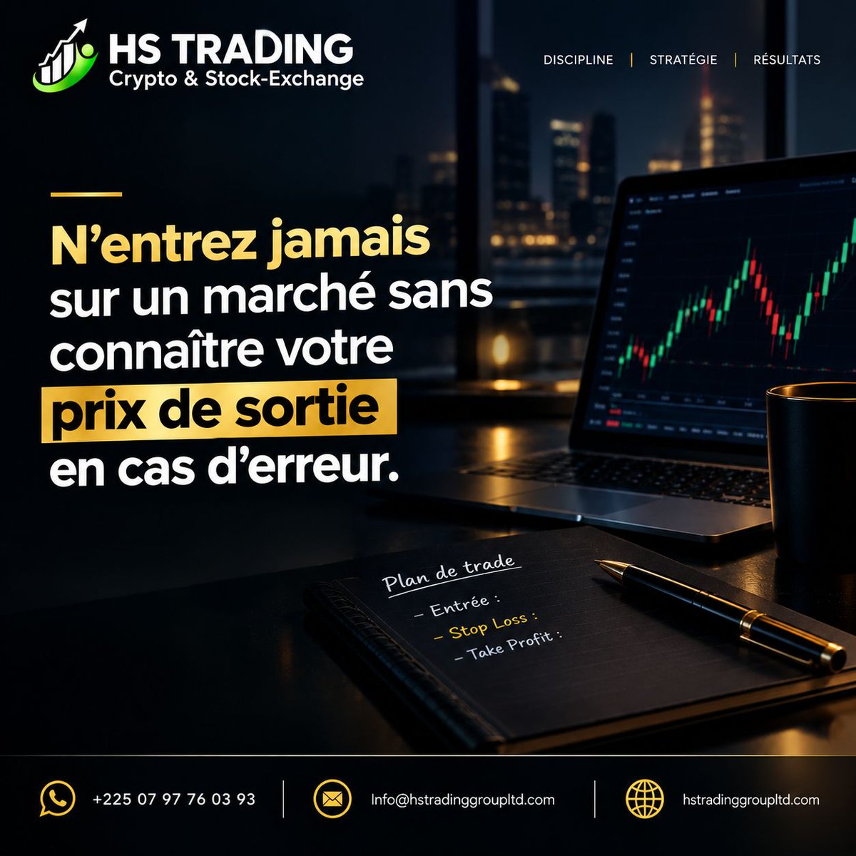SebastienNHien1's tweet photo. "N'entrez jamais sur un marché sans connaître votre prix de sortie en cas d'erreur." 

HS Trading vous enseigne à définir stop loss et take profit avant d'entrer en position.

Discipline. Stratégie. Résultats. 

Commentez "INTÉRESSÉ" 

#HSTradingGroup #GestionDuRisque https://t.co/8CYErk2pQp
