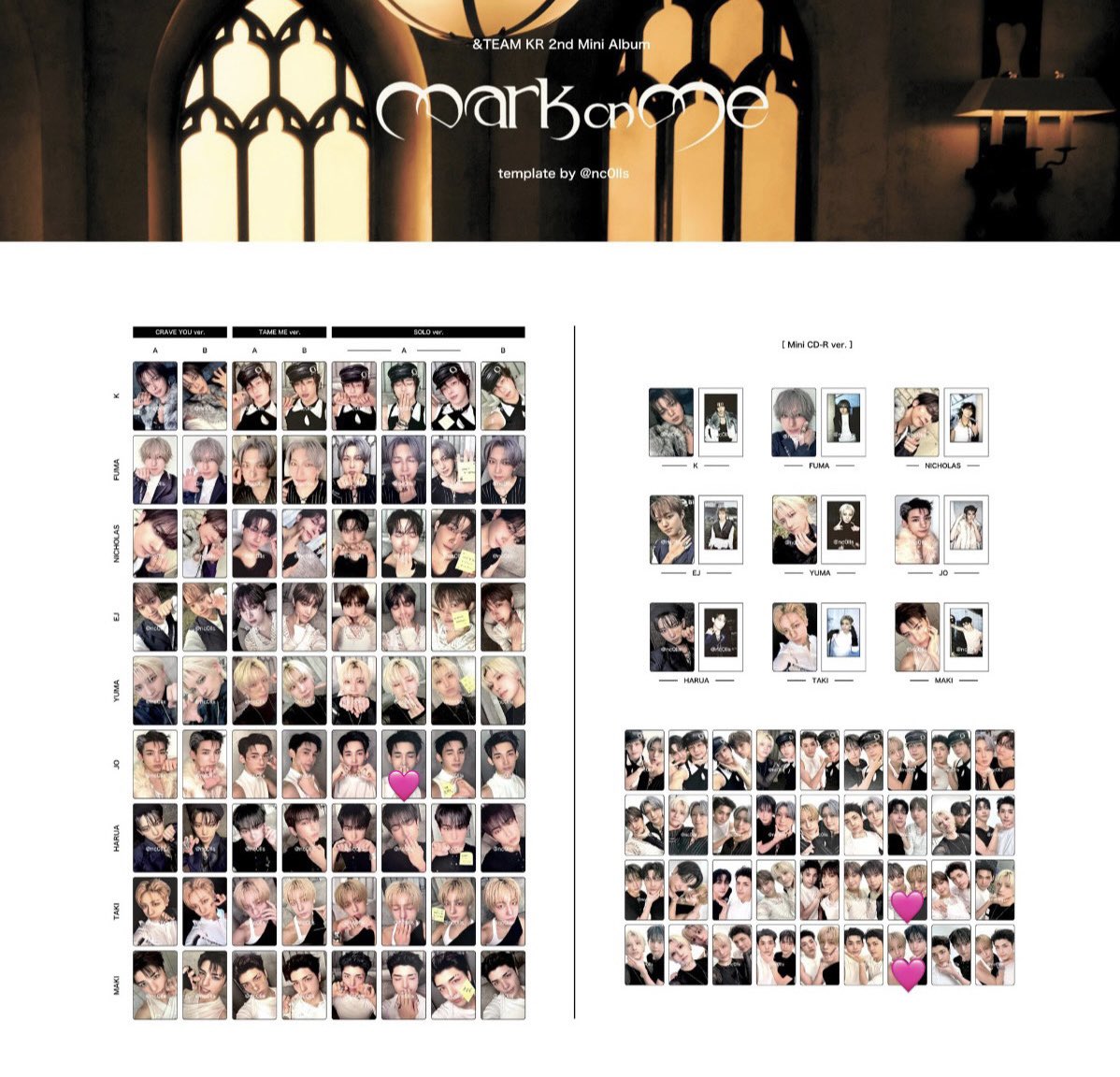 yn84_sk's tweet photo. &amp;team markonme トレカ　交換

譲:画像1~3枚目
求:画像4枚目の🩷,ニコラス,JOなんでも検討

12/11手渡し又は郵送での交換希望
お気軽にお声掛けください🍀 https://t.co/kV2v3oF9ef