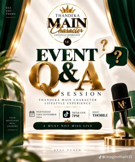 therealsnaZz's tweet photo. Family meeting you all welcome to join tomorrow at 7 pm 

MC KAT SINIVASAN X MILLIONCHELLA
LERATO KGANYAGO X MILLIONCHELLA
#MillionChellaLineUp
#MainCharacterLifestyleExperience https://t.co/3GahC4I9Lx