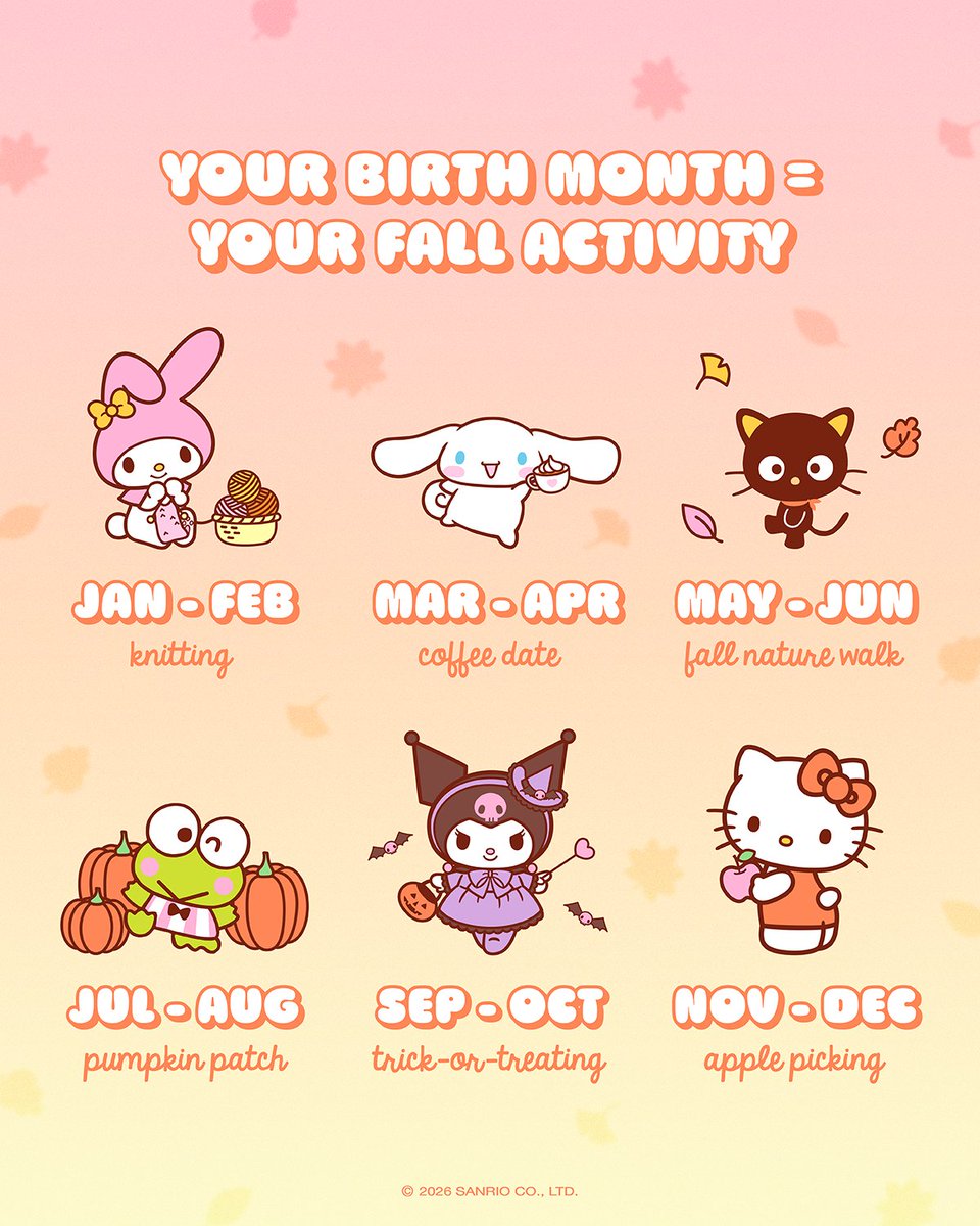 sanrio's tweet photo. Fall activity unlocked 🍎🍂✨Which one did you get? #FirstDayofFall https://t.co/HCmCHHGdv3
