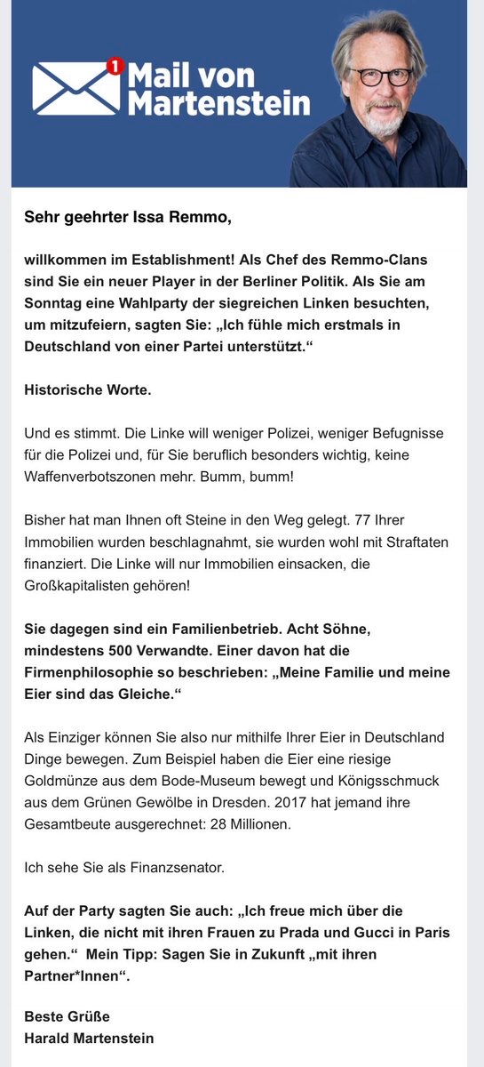 AlexSchaumburg's tweet photo. Martenstein schreibt über Eier und hat welche, aus Messing. Wollenwir hoffen, dass der Remmo-Clan nicht vorhat, über kritische Journalisten herzufallen. https://t.co/dHZuCoj3Ck