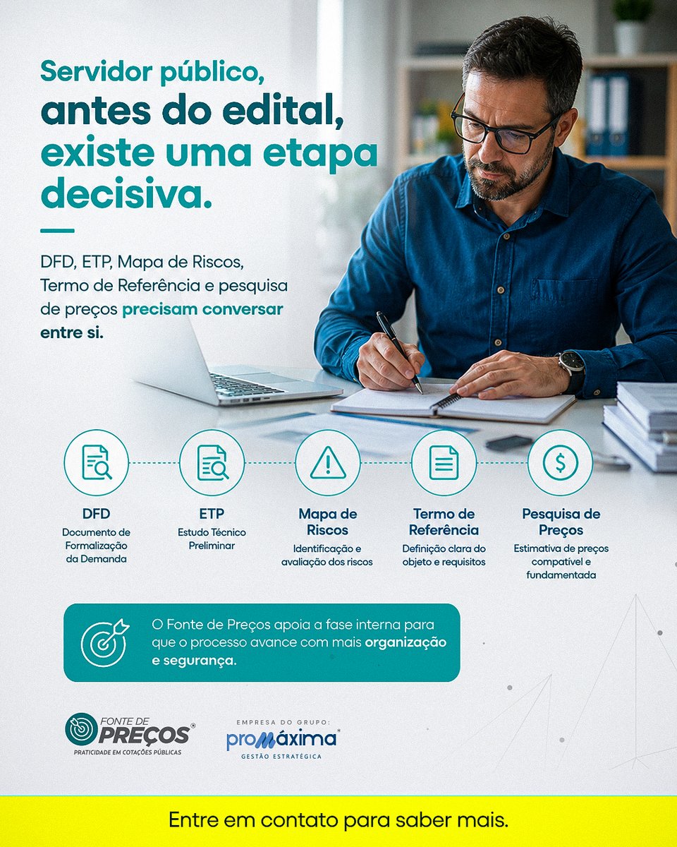 FonteDePrecos's tweet photo. Um processo de contratação consistente nasce de um bom planejamento. Quando informações, necessidades e justificativas estão alinhadas desde o início, a equipe reduz retrabalho e cria uma base mais sólida para as próximas etapas.

#FontedePreços #gestãopública #compraspúblicas https://t.co/VnRNQHZVk6