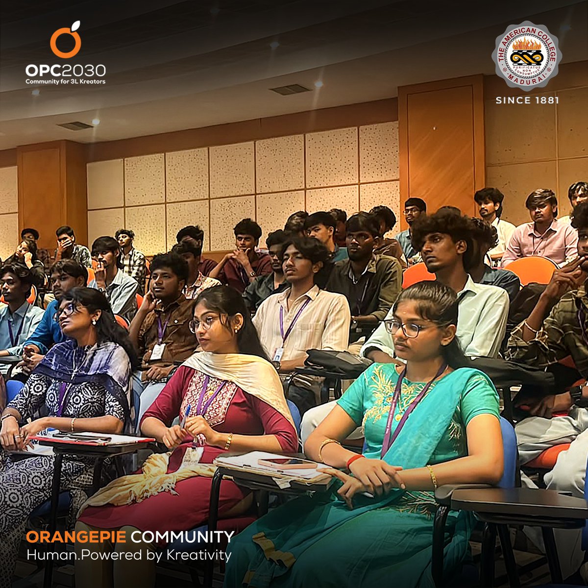 Orangepieai's tweet photo. We’re excited to bring OPC2030 – Community for 3L Creators to The American College, Madurai for “3 DOTS FOR 2030 – An Awareness Session”! 🍊

🔗 Join the OPC2030 Community and be part of the journey towards 2030.

#OrangePie #CommunityFor3LCreators #AmericanCollege #Madurai https://t.co/pgrAvaIk7o