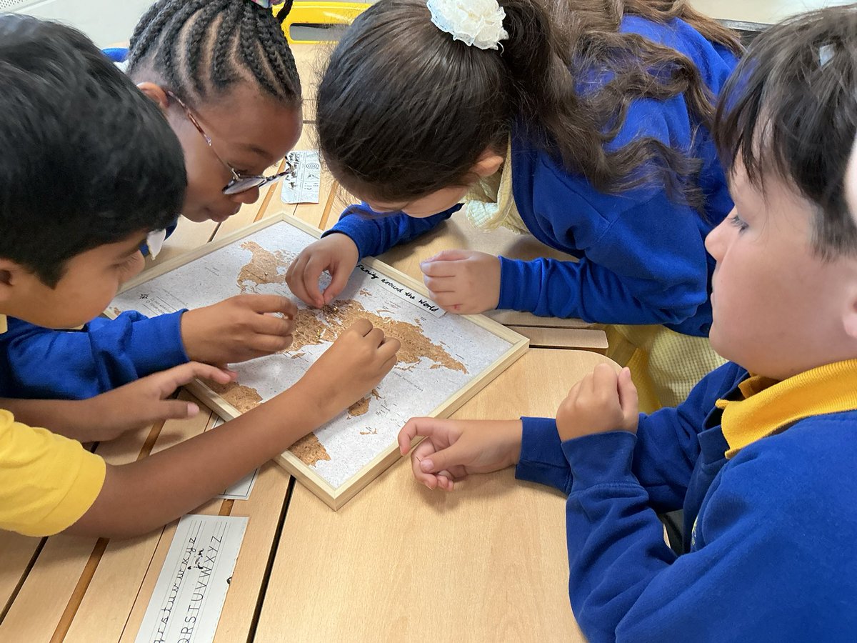 StMaryB17's tweet photo. #Y5 added pins to the countries connected to the stories of our families. We remembered that people in every country want peace, love and belonging. We may come from different places but are all part of StMary’s family. #RRSA #Peace #Art38 #Art2 https://t.co/6gxs5W1iT6