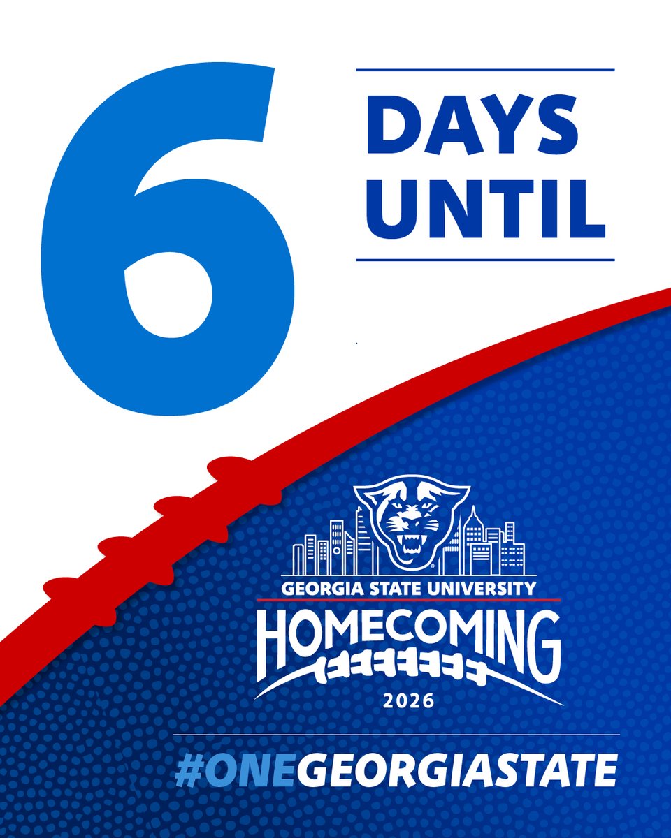 GeorgiaStateU's tweet photo. 6 Days ‘til Homecoming! 
#ONEGerogiaState https://t.co/KAE9W2zpsB