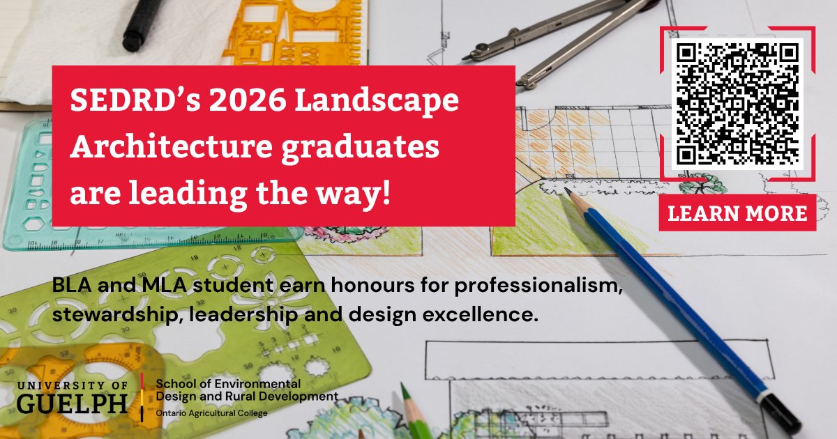 RPDplan's tweet photo. Big things happen in rural places—and SEDRD’s 2026 Landscape Architecture graduates are leading the way, earning honours for professionalism, stewardship, leadership and design excellence.
Learn more: https://t.co/hIyDK5k1nu
#ONRuralWeek #RuralOntario #UofG https://t.co/8jdfkP6ghl