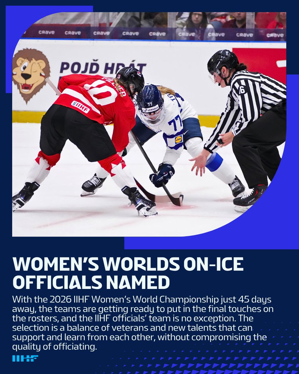IIHFHockey's tweet photo. The roster of officials for #WomensWorlds is set. ๐
Read more ๐
https://t.co/ip1Weilssr
#IIHF https://t.co/J94UiETREF
