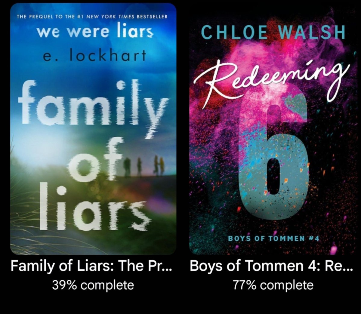 RADUDRIGO's tweet photo. Back to it...

Currently Reading:
#1. family of liars; 2nd book of we were liars.

#2. Redeeming 6; 4th book of boys of tommem.

Currently watching:
The Better Sister. https://t.co/E61L6QWdLg