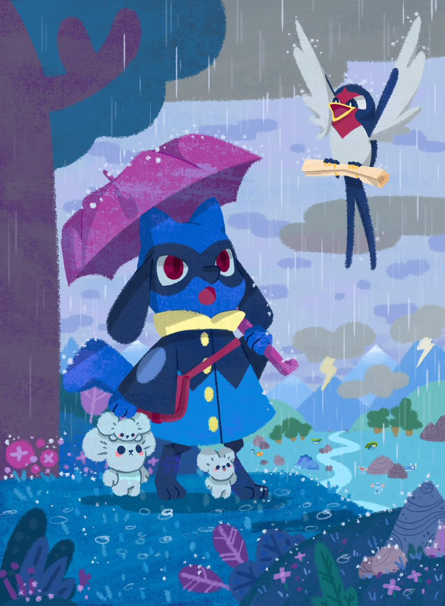 sofkloster's tweet photo. it's time for a rainy adventure!🌧️

#pokemonfanart #riolu https://t.co/CfO9OqA4y6