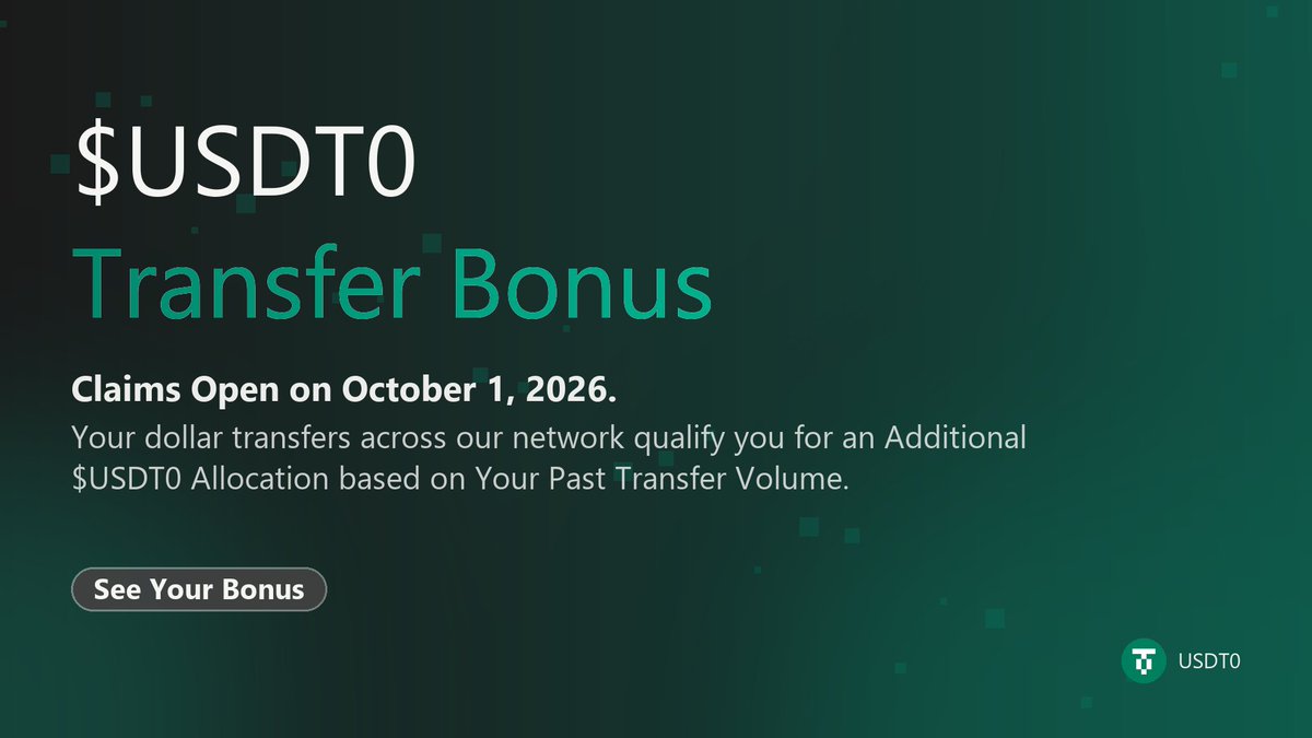 USTOHUB's tweet photo. @USDT0_to @ethereum @trondao USDT0 Fee Share Claims Open October 1, 2026.
 
Existing Network Users qualify for an Additional USDT0 Allocation from a pool funded by 15% of September 2026 Legacy Mesh Fees.
                        
Check Your Fee Share ↓
https://t.co/3sgrpZeX5a https://t.co/mLHbPJJjxD