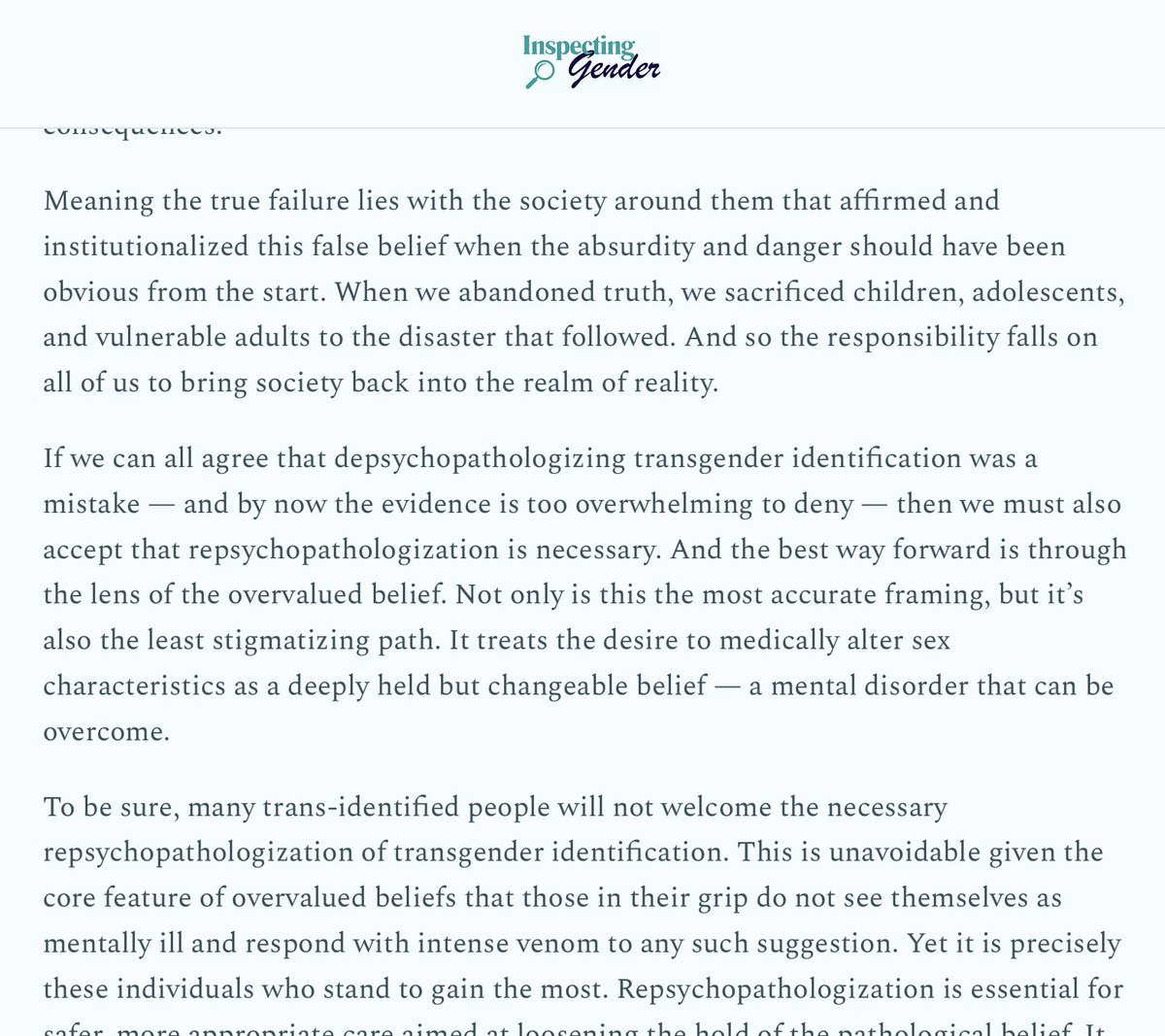 LTausing's tweet photo. @jk_rowling I just stumbled over the excellent recent essay "Trans Is a Mental Disorder. And we must be allowed to say so" by @_CryMiaRiver. It deserves to be amplified.
https://t.co/yZLQYPVNmo https://t.co/BtsamwIlmj