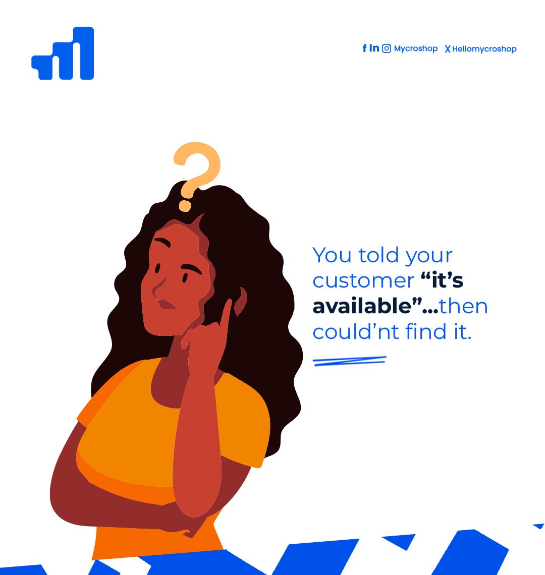 HelloMycroshop's tweet photo. You told your customer “It’s available”…

Now you’re searching everywhere for it. 😭😂

No more “Wait, let me check.” 👀

Know what’s in stock and run your business smarter with MYCROSHOP. 

Visit https://t.co/TXHna8GQCo to learn more.
#Mycroshop #BusinessGrowth #GrowSmarter https://t.co/MgWX5b3MZO