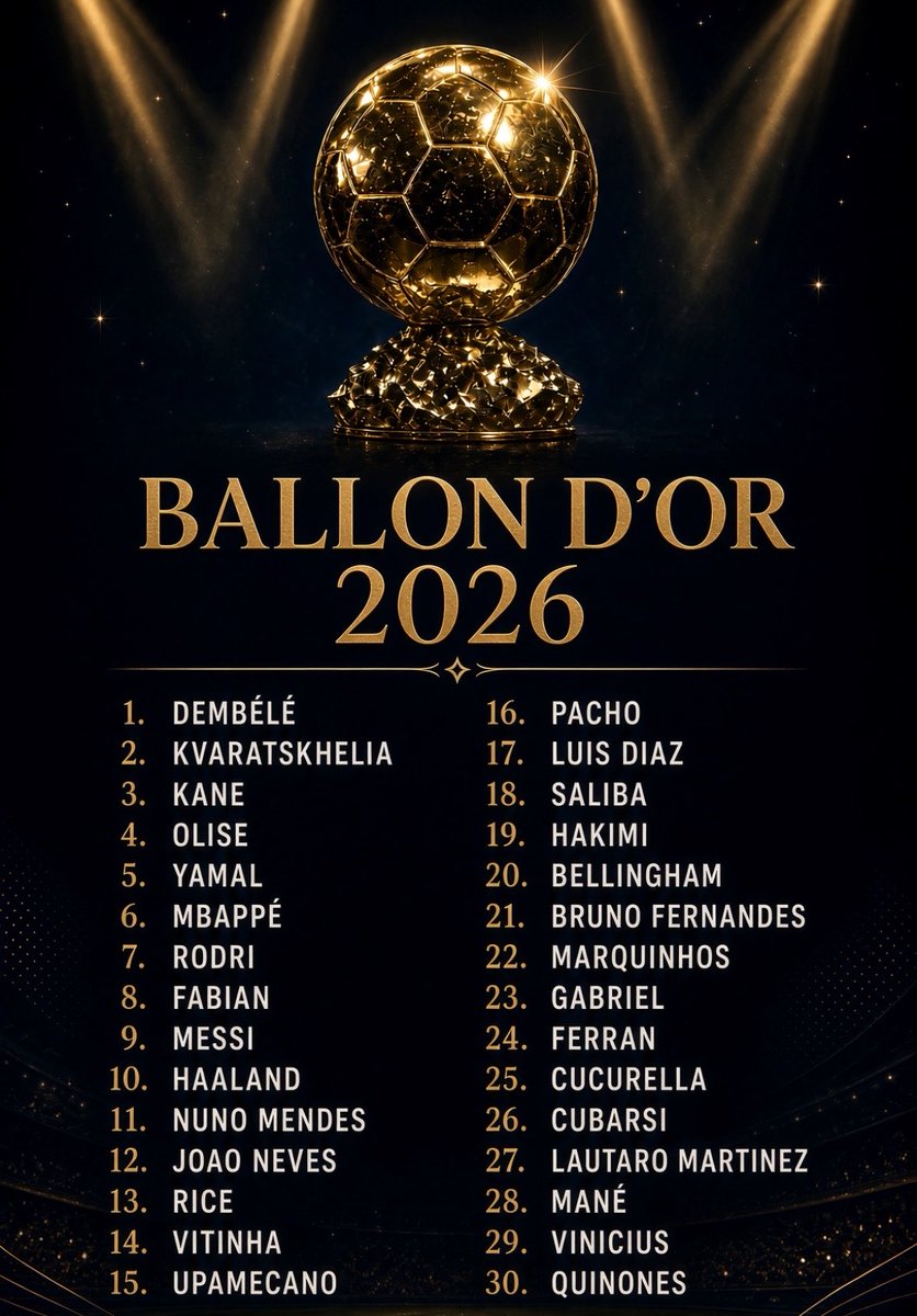 PARlSIEN's tweet photo. MON TOP 30 POUR LE BALLON D’OR 2026. https://t.co/4nWiZ7rHYX