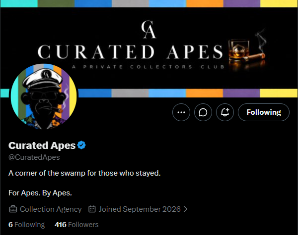 amalindu1998's tweet photo. THIS IS IT 🦍🔥

@CuratedApes just dropped.

Founded by the one and only @MontiMania 👑

Already at 416 followers and we’re still early.
Ape-to-ape energy only 🦍
Follow + notifications ON 🔔
Let the king cook 🔥

Don’t sleep on this one. https://t.co/UbblK11Xkf