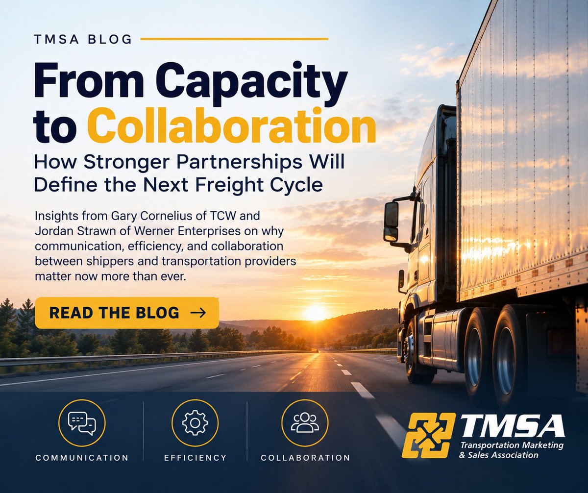 TMSAtoday's tweet photo. The next freight cycle won’t just be about rates and capacity. Strong partnerships will matter.

See how communication, efficiency and collaboration can help shippers and transportation providers prepare for what’s next.

Read more: https://t.co/dBAqiqi79p https://t.co/oTLObbvSX1