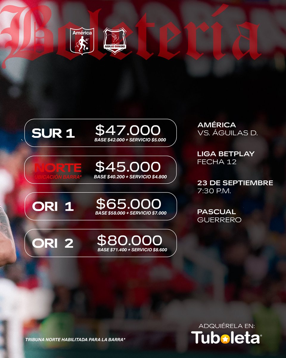 AmericadeCali's tweet photo. 🇦🇹 ¡El Pascual nos espera!

Ya puedes asegurar tu boleta y volver a vivir la fiesta escarlata ante Águilas Doradas. 🎟️❤️‍🔥

¡Nos vemos en casa! 👹
https://t.co/okxeuKyryh https://t.co/EJQxn7rLEd