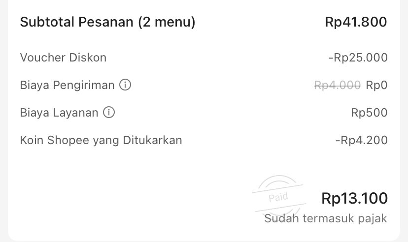 camgtipppp's tweet photo. @kimmyexp setiap order selalu 0/1k ongkirnya, biaya layanan 500 perak, caranya keluar masuk aja cek berkala🤣 kalo ongkir sama layanannya gede close tab terus masuk lagi https://t.co/YrV9YRZF1B