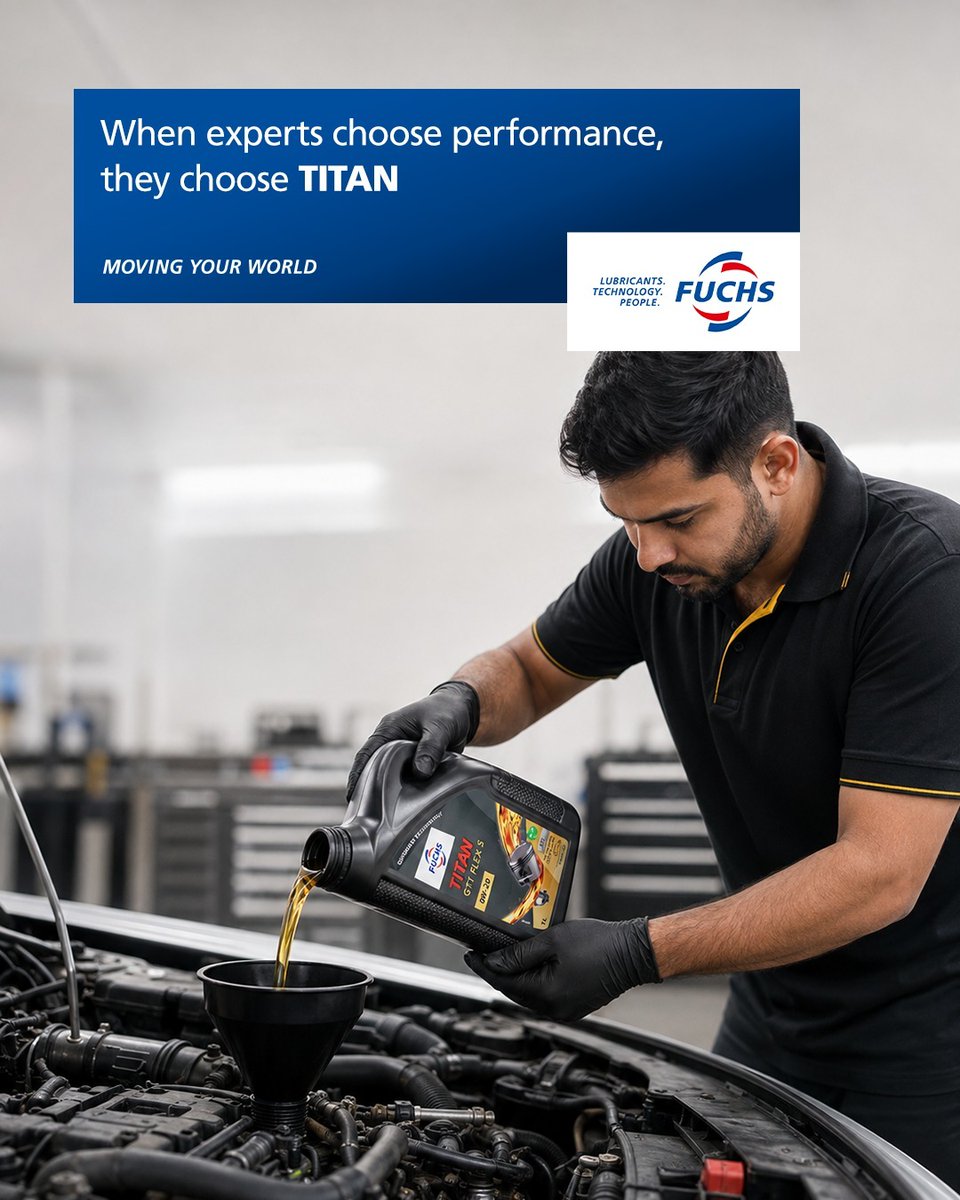 FuchsIndia's tweet photo. For engines that work harder every day, TITAN delivers protection in every drive and power in every drop.
#fuchs #fuchsindia #movingyourworld #fuchstitan #engineoils https://t.co/SNbhKVx2d9