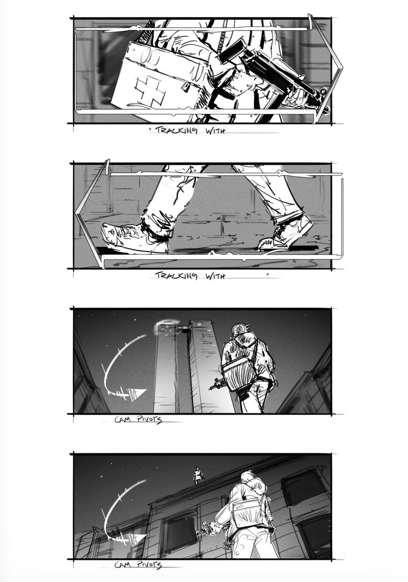RENews_X's tweet photo. ✍️ Official storyboards for the “Jump Street with Zombies” scene from Zach Cregger’s 'RESIDENT EVIL' movie.

The storyboards were created by filmmaker, illustrator, and storyboard artist @A_youngamerican https://t.co/qe5tddTiVv