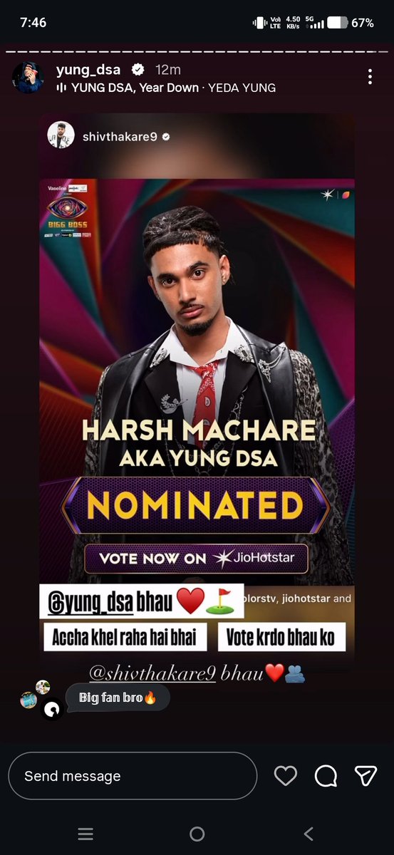 Juss405's tweet photo. Exclusive - Shiv Thakare vote appeal for Yung DSA ❤️🏆😭

My Favourite from BB16 supporting Yung DSA.

#BB20 #YungDSA #BiggBoss20 #Shivthakare https://t.co/V7oGn0dTj6