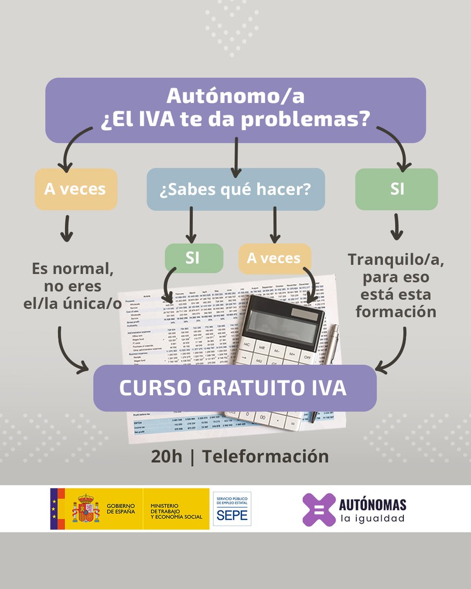 autonomas_es's tweet photo. 🧾 ¿Tienes dudas sobre el IVA?
Fórmate gratis y aprende a gestionar tus obligaciones fiscales con más seguridad.
🎓 20 horas | 💻 Teleformación
👉 Inscríbete: https://t.co/ZyJccIDTPK
#AutonomasPorLaIgualdad #IVA #Fiscalidad #FormaciónGratuita https://t.co/hzALJpjaih