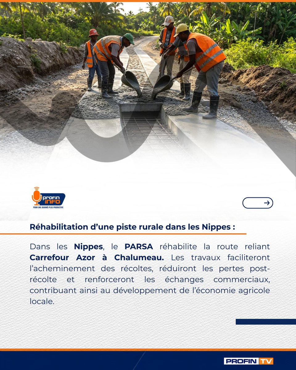 profintv's tweet photo. Riz, budget public et infrastructures agricoles

La hausse des prix mondiaux du riz rappelle la dépendance d’Haïti aux importations, tandis que la France ajuste son budget pour soutenir son agriculture. Dans les Nippes, la réhabilitation d’une piste rurale vise à faciliter le transport des récoltes et à dynamiser l’économie locale.

👉 Lisez l’article complet https://t.co/Ext0LlTY1I  (lien dans la bio)

#PFInfo #Haïti #Économie #Agriculture #Riz #ActualitéÉconomique