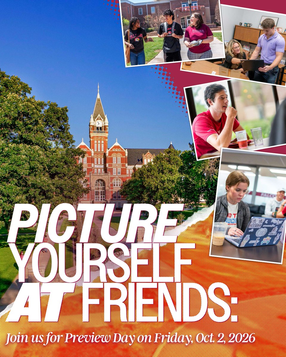 FriendsU's tweet photo. PICTURE YOURSELF AT FRIENDS 📸🎞️ Join us for our first Preview Day of the season on October 2, 2026! Swipe over to learn more or visit https://t.co/pugWz9aP4c #MyFriendsU #PreviewDay #CollegePreview https://t.co/OqSC2jLEXb