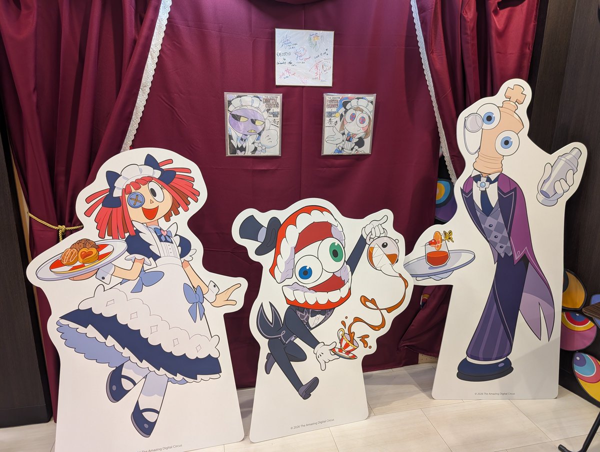 LetAnimesCook's tweet photo. The Japanese cast of The Amazing Digital Circus met up at the animate cafe @DECOTTO_AC TADC Maid and Butler Cafe!  Enjoy the cafe as well like they did until 9/29.

@glitch_prod

#theamazingdigitalcircus #amazingdigitalcircus #tadc #アメイジングデジタルサーカス #デジタルサーカス https://t.co/JKrSk5biup