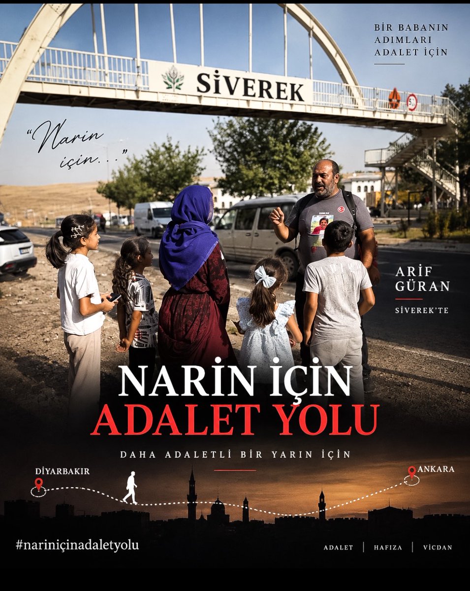 Berzethj's tweet photo. Her yolda, her adımda
Modern dünyanın bir dervişi gibi hakikatin peşinde yürüyor Arif Güran
Aradığı, sekiz yaşındaki kızı Narin’in hakikati.

4. Gün | Narin İçin Adalet Yolu- Siverek
#NariniçinAdaletYolu https://t.co/m2uuzcIGlY
