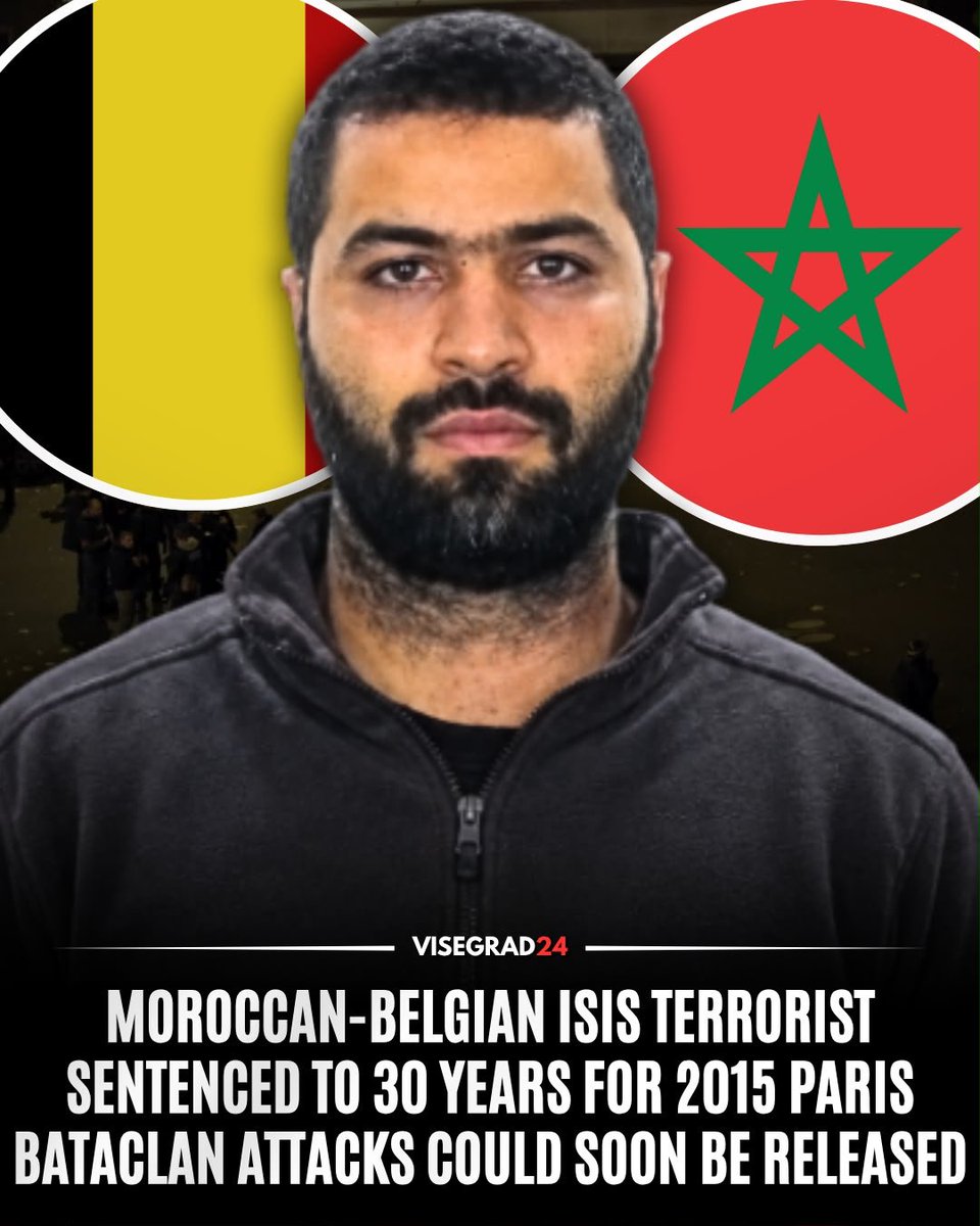 visegrad24's tweet photo. The Belgian-Moroccan terrorist Mohamed Bakkali who was sentenced to 30 years in prison for serving as a logistics operative for the ISIS cell behind the 2015 Paris attacks, which killed 130 people, could be released from prison in Belgium.

Bakkali provided hideouts and vehicles to the attackers and was separately sentenced to 25 years for his role in the failed August 2015 Thalys train terrorist attack. He has been imprisoned since November 2015.

His French sentence included a 20-year security period that would have kept him imprisoned until at least 2035, but after being transferred to Belgium in 2023, he became subject to Belgian rules on sentence enforcement and the French security period no longer applied.

Bakkali has already received multiple temporary releases and was granted six 36-hour prison leaves in May. Prison reports cite his good behavior, therapy and deradicalization efforts, while his lawyer describes his conduct as “exemplary.”