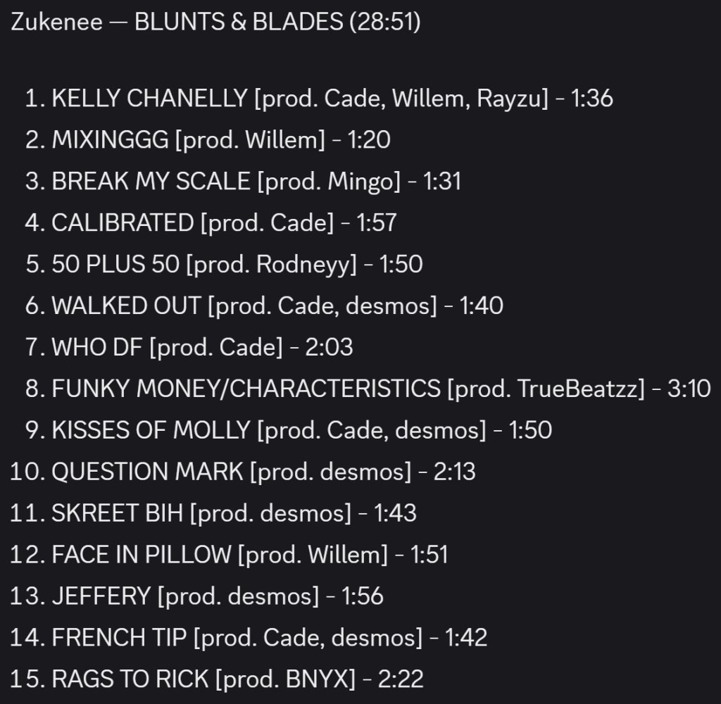 chiefdosaa_'s tweet photo. Zukenee — BLUNTS &amp; BLADES (Album) | Midnight https://t.co/qDS3vlIjsZ