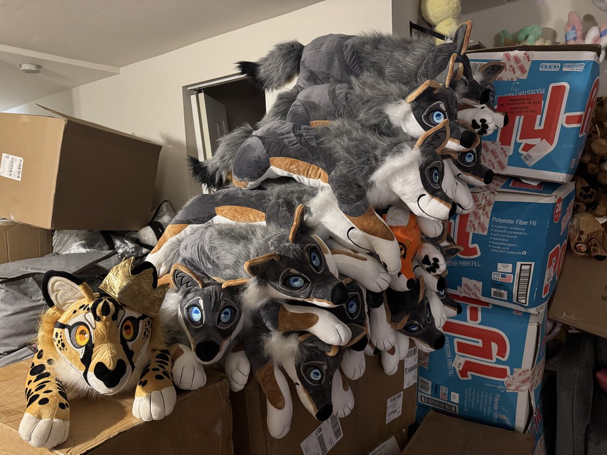 BuildAFur's tweet photo. Workin on stuffing plushies for our KS fulfillment https://t.co/cTBTPdaJH6