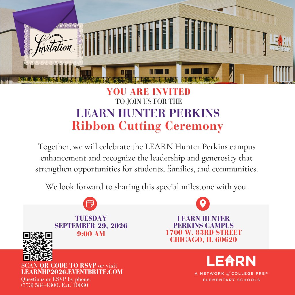 LEARNCharters's tweet photo. Join LEARN Charter Network for the LEARN Hunter Perkins Ribbon Cutting Ceremony as we celebrate this important milestone and the continued enhancement of our campus.
📅 Tuesday, Sept. 29th | 9:00 AM

RSVP today:
https://t.co/8XC3mSJx0Z

#LEARNCharters #LEARNHunterPerkins https://t.co/qDnv6UHhSR