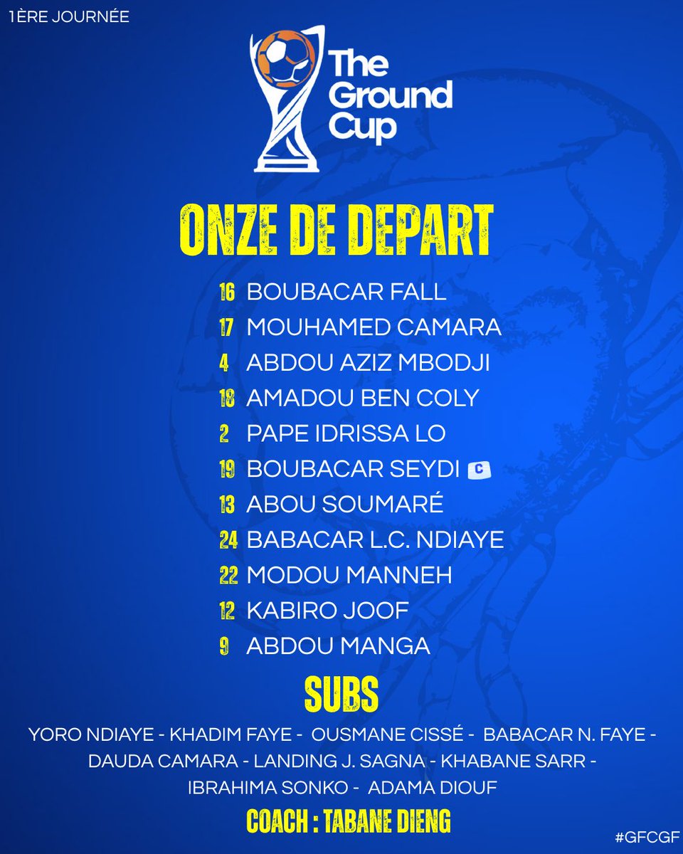 fc_guediawaye's tweet photo. Compo de départ 🟡🔵✌🏼
#GuédiawayeFC #GFC #PréparationHivernale #TeamGFC #AllezGFC #LesCrabes https://t.co/Ame3uDCP4j
