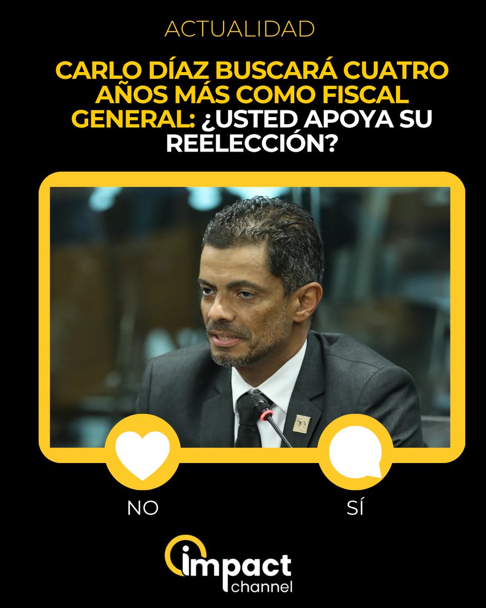 ImpactChannelCR's tweet photo. Tras el anuncio de Carlo Díaz en una entrevista con un sindicalista, ¿está de acuerdo con que se reelija cuatro años más como Fiscal General?

Díaz confirmó que buscará continuar al frente del Ministerio Público por un nuevo periodo tras conversar con su familia. Su eventual reelección deberá ser decidida por los magistrados de la Corte Suprema de Justicia. Queremos conocer su opinión.