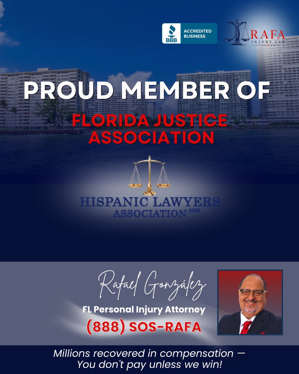RAFAinjurylaw's tweet photo. Proud to be part of the Hispanic Lawyers Association and a community of legal professionals committed to serving, representing, and advocating for our communities.
#WestPalmBeachFL #BocaRatonFL #FtLauderdaleFL #PompanoBeachFL https://t.co/oDUsC44hU9