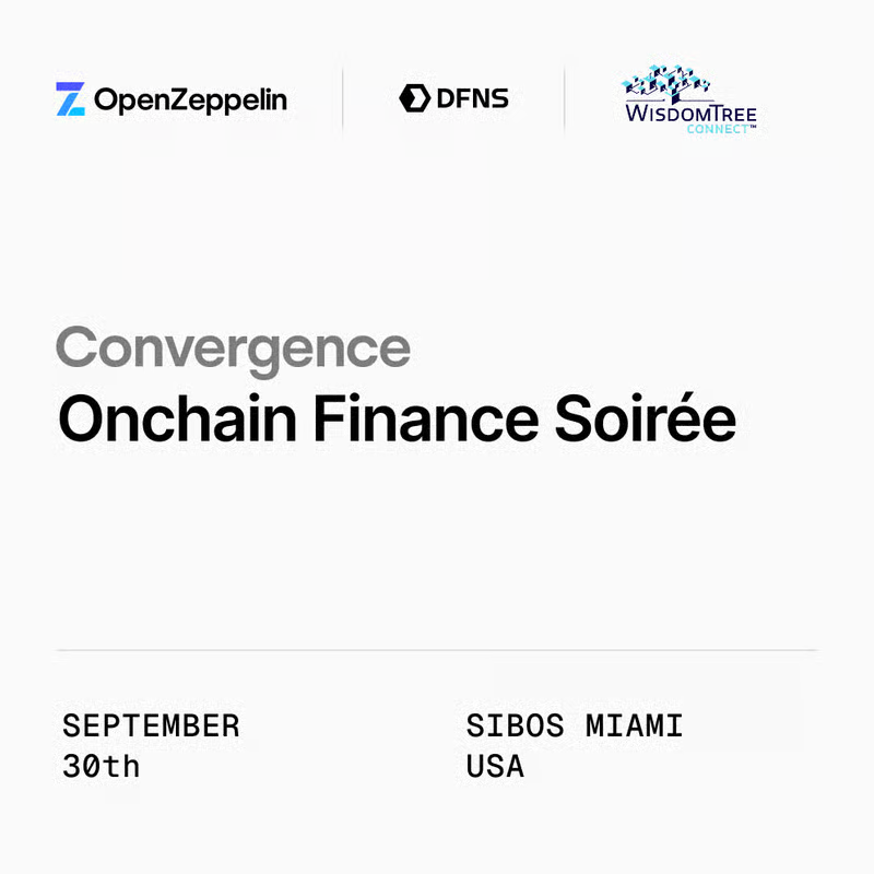 WisdomTreePrime's tweet photo. We're heading to Miami for Sibos!

Two things to know:
1) WisdomTree Run Club is back Tuesday on the beach
2) We're joining @OpenZeppelin and @dfnsHQ for an onchain finance soirée. 

Thread below for both RSVPs. https://t.co/xeYItbPmZ7