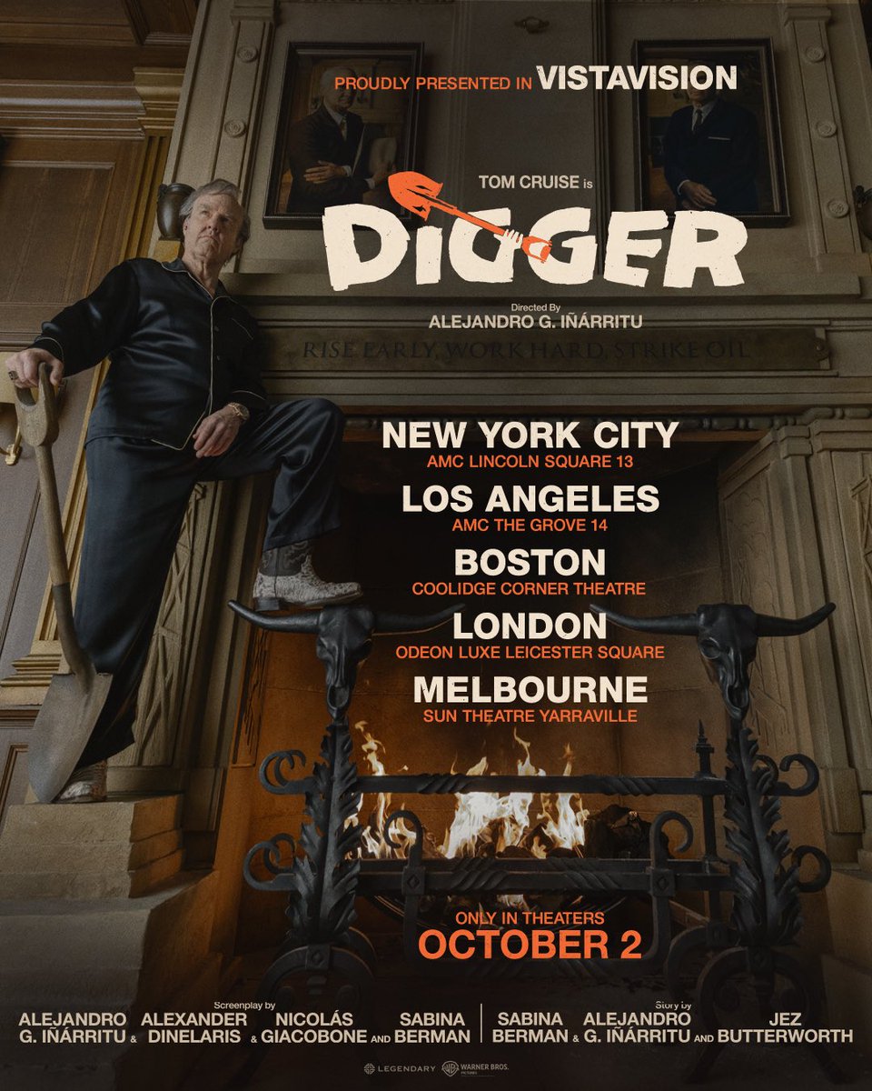warnerbros's tweet photo. Alejandro González Iñárritu presents DIGGER in Vistavision. Get your tickets now in select locations. https://t.co/Z1IpSpEQ7F https://t.co/QrcdePX6Jb