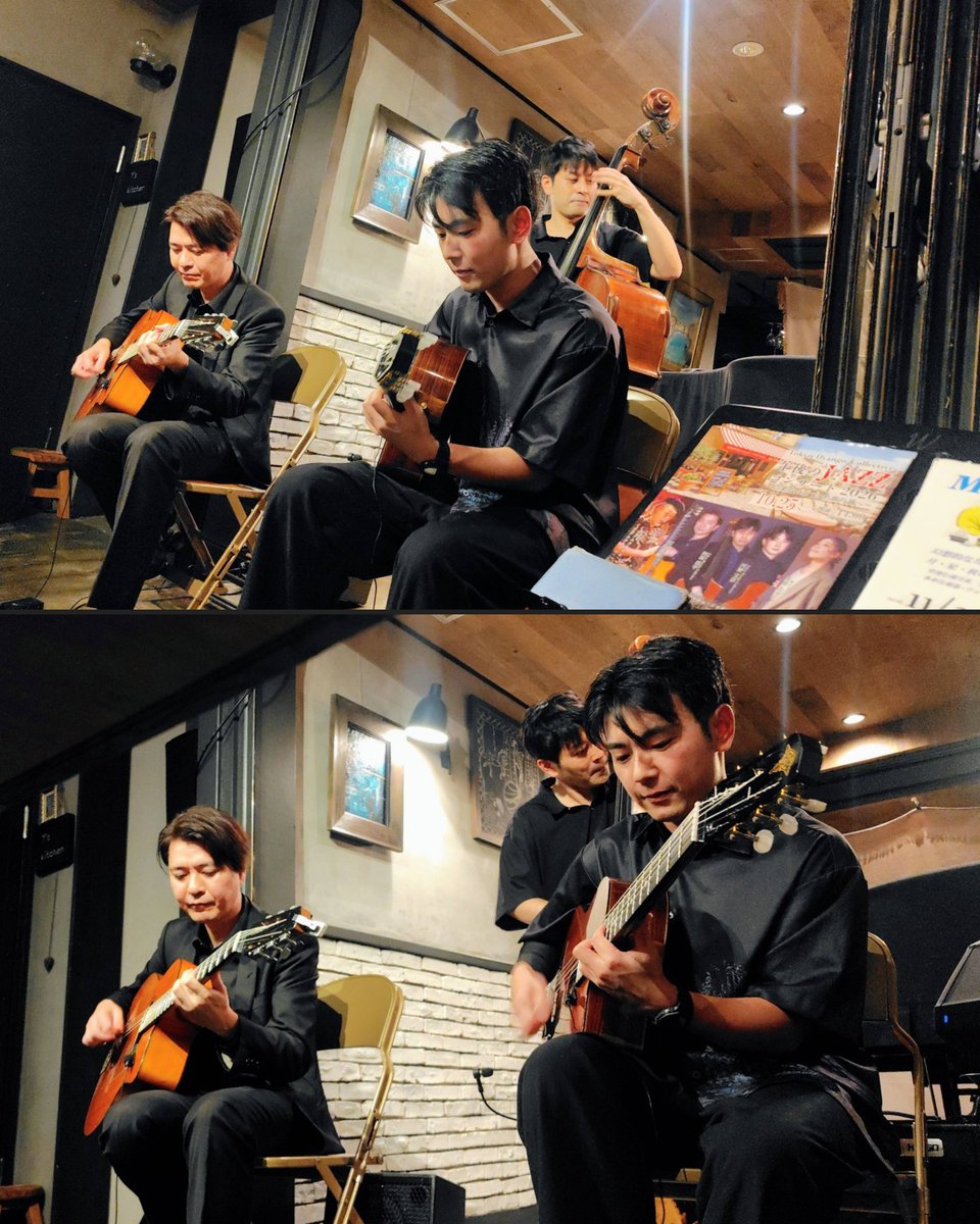 m_choco_sweets's tweet photo. u-ma kagurazaka さんにて #TokyoDjangoCollective(#河野文彦 #手島大輔 #阿部恭平) さんのLIVEでした🎵昨日の野外LIVEが中止になり☔心にぽっかり穴が空いた感じだったので😢今日はパーフェクトな演奏が聴けて自然と心も満たされました〜😌🎶本当カッコイイ❗️9/27の野外イベントは晴れますように☀⤴️ https://t.co/qYipzXSNy3