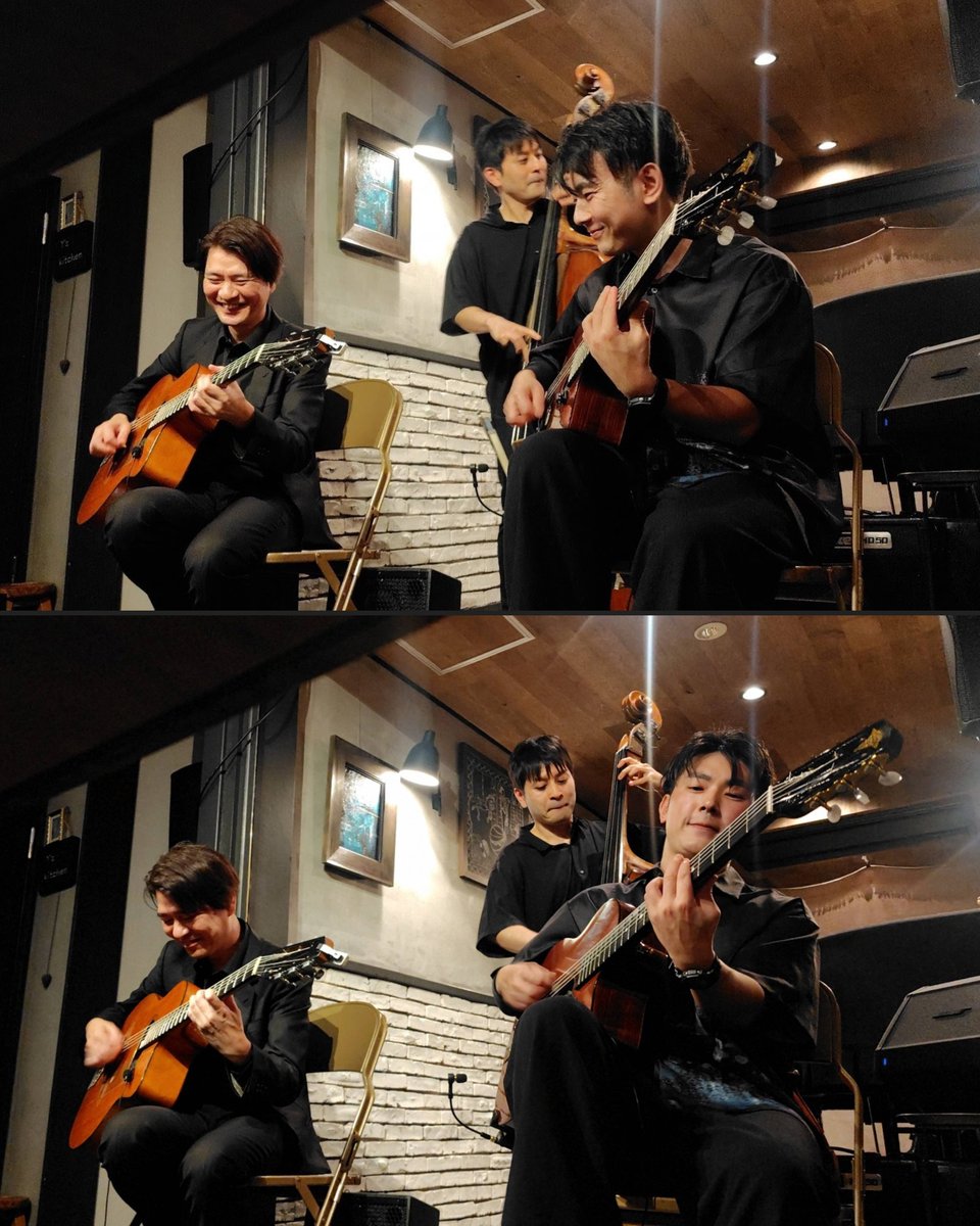 m_choco_sweets's tweet photo. u-ma kagurazaka さんにて #TokyoDjangoCollective(#河野文彦 #手島大輔 #阿部恭平) さんのLIVEでした🎵昨日の野外LIVEが中止になり☔心にぽっかり穴が空いた感じだったので😢今日はパーフェクトな演奏が聴けて自然と心も満たされました〜😌🎶本当カッコイイ❗️9/27の野外イベントは晴れますように☀⤴️ https://t.co/qYipzXSNy3
