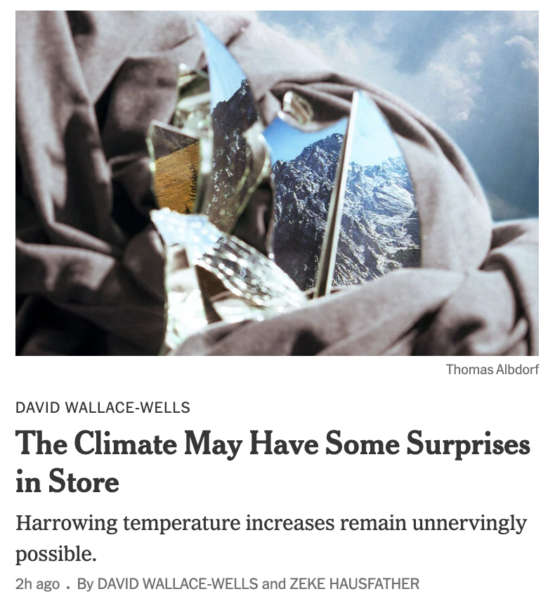 hausfath's tweet photo. The world has made real progress in steering away from some of the darkest climate futures where global emissions doubled (or more) this century. But as David Wallace-Wells and I note in today's NYT, we are not out of the woods yet, and climate uncertainty is not our friend. https://t.co/EmBPZZvhMn